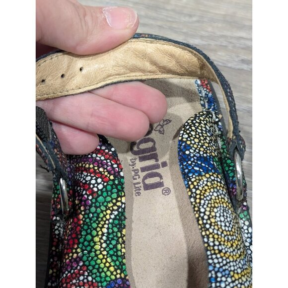 Alegria Clogs Womens Size 38EU US8.5 Fre-387 Rainbow Mosaic Leather Multicolor - Picture 14 of 16